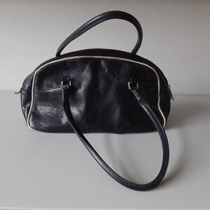 Roots Leather Bowler Bag / Handbag - Made in Canada - Vintage 2000's.